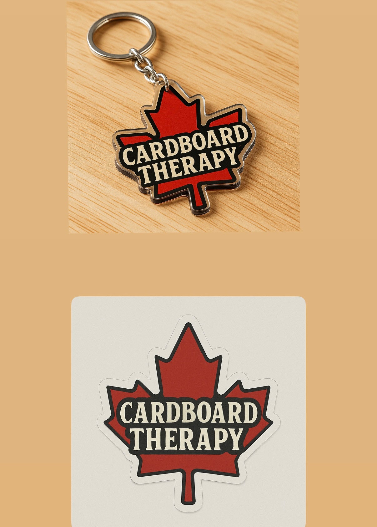 Cardboard Therapy Bundle - 1 Sticker + 1 Keychain